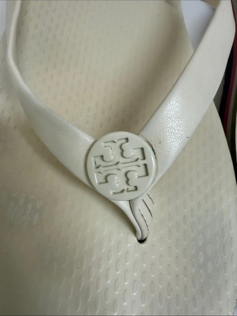 Tory Burch Cream Logo Thong Sandals